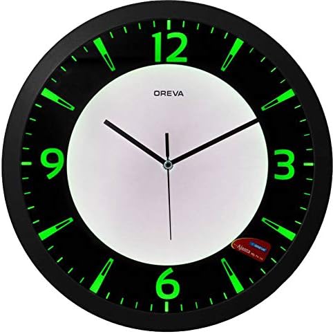 Oreva Back Light Round Plastic Analog Wall Clock (35.5 cm x 35.5 cm x 4 cm, Green LED, AQ 1467)