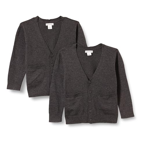Image of Amazon Essentials Unisex Kids and Toddlers' V-Neck Cotton Uniform Cardigan Sweaters, Pack of 2
