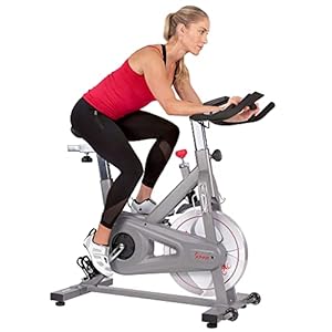 Sunny Health & Fitness Indoor Cycling Exercise Bike w/Pulse Sensors & 4-Way Adjustable Seat, Stationary Home Cardio Training Machine w/Micro-Adjustable Magnetic Resistance for Intensive Cardio Session