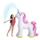 aspersor agua presion FÁCIL DE USAR. Refrésquese en un caluroso día de verano con este aspersor gigante Unicorn Yard. Seguro que creará una gran diversión para su familia y amigos en su próxima fiesta al aire libre. Es fácil de usar, ya que se adapta a todas las mangueras de jardín de tamaño normal. Este aspersor para jardín se sumará a la diversión en su jardín este verano, ya que tiene un diseño colorido y caprichoso. Simplemente ínflalo, enciéndelo y deja que comience la diversión.