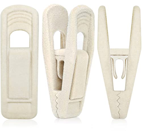 Image of TOFIIGREM Velvet Hanger Clips - 40 PCS Beige Non-Slip Velvet Clips for Pants, Suits & Skirts