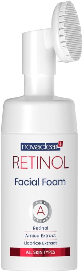 Retinol Facial Foam Cleanser โ Anti-Aging Face Wash with Retinol, Arnica Extract & Licorice โ Silicone Brush for Deep Cleansing, Exfoliation & Microcirculation โ For Mature Skin โ 100 ML