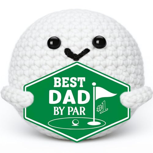 Fathers Day Golf Gifts for Men Dad Gifts From Daughter Son Cute Handmade Positive Crochet Mini Golf Accessories Best Dad for FatherS Day Birthdays or Christmas Office Home Desktop Decorations