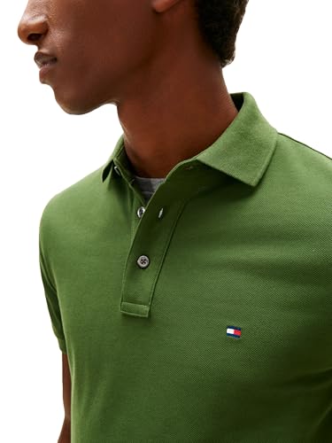 Image of Tommy Hilfiger Men's Short Sleeve Polo Shirts in Slim Fit with Stretch and Organic Pique Cotton