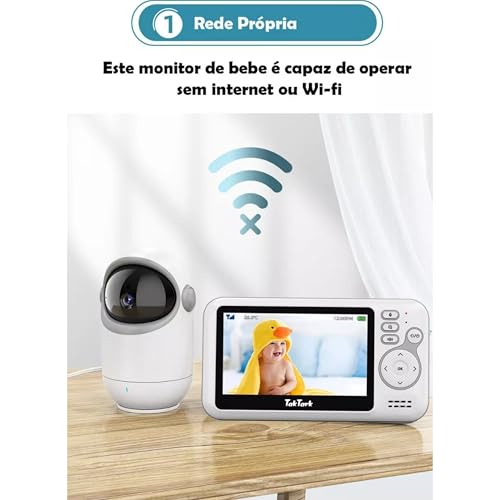 Babá Eletronica ТаkТаrk BM812, Zoom Digital 3x, Pan & Tilt, 2 Way Audio, Zoom Digital, Câmera Sem Fi