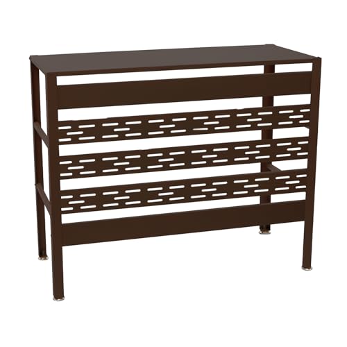 サンパーシー エアコン 室外機カバー ラック 収納棚 日よけ 木目調 (ブラウン)