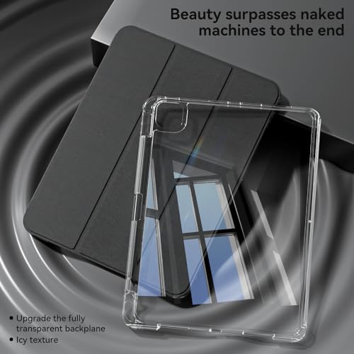 Image of JKSML Case for iPad Air 13 Inch M3 /M2 (2025 /2024) /iPad Pro 12.9 inch 6th /5th /4th Gen (2022 /2021 /2020) with Pencil Holder,2 in 1 Removable Clear Back | 2nd Gen Pencil Charging | Auto Sleep /Wake, Black
