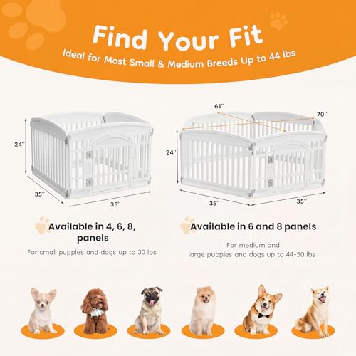 Image of NEWBULIG Dog Playpen 4-Panel, 24IN Puppy Playpen, Stable Dog Play Pen Indoors /Outdoor with Secure Locking Door, Plastic Pet Fence for Small & Medium Dogs
