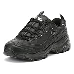 Skechers D'LITES - FRESH START, Women's Low-Top Trainers, Black (Black Leather/Mesh/Charcoal Trim #Yellow Bbk), 6 UK (39 EU)