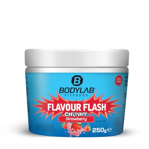 Bodylab24 Flavour Flash Chunky Erdbeere 250g, kalorienarmes Flavour Powder für Quark und Joghurt, Aromapulver zum Süßen, Backen und Verfeinern von Lebensmitteln, reich an Ballaststoffen