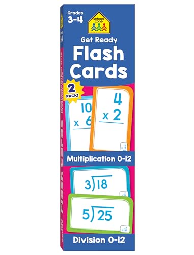School Zone Get Ready Flash Cards Multiplication & Division 2-Pack: 112 Math Cards, 3rd & 4th Grade,...