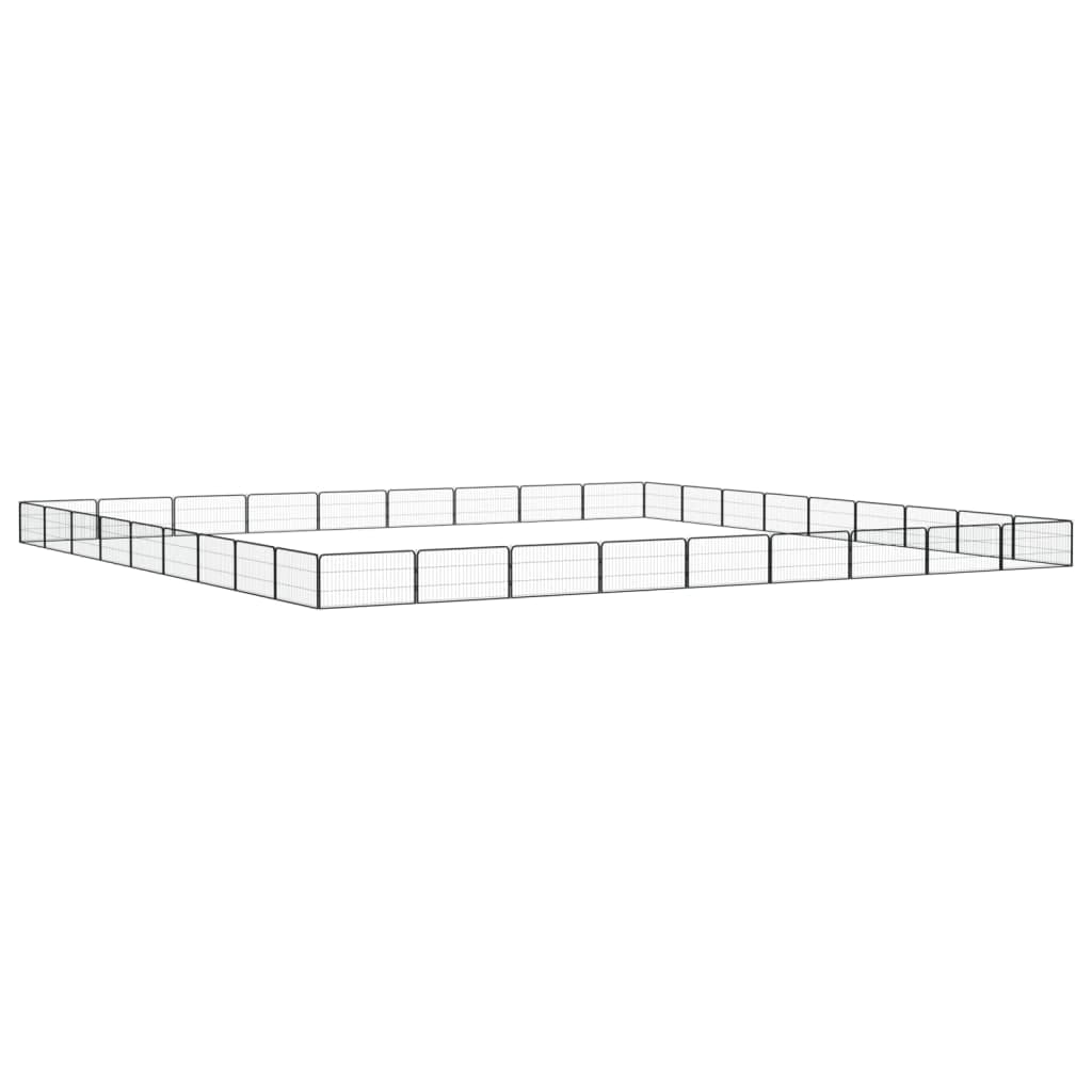 36-TLG. Parque para perros de acero con recubrimiento en polvo, negro, 100 x 50 cm, plegable y ampliable, caño seguro para cachorros y perros, ideal para jardín, interior y exterior