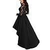 Bdcoco-Womens-Floral-Lace-Hi-Low-Cocktail-Party-Dress-Swing-Prom-Evening-Gowns Bdcoco Women's Floral Lace Hi Low Cocktail Party Dress Swing Prom Evening Gowns Black