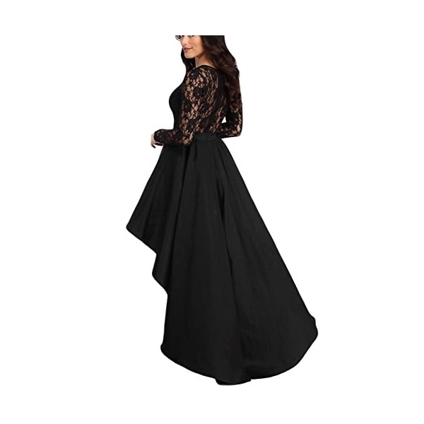 Bdcoco-Womens-Floral-Lace-Hi-Low-Cocktail-Party-Dress-Swing-Prom-Evening-Gowns Bdcoco Women's Floral Lace Hi Low Cocktail Party Dress Swing Prom Evening Gowns Black