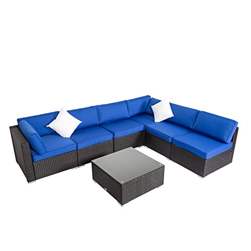Kinbor 7 Pieces Patio Furniture Sets All Weather Outdoor Sectional Sofa Manual Weaving Wicker Rattan Patio Conversation Set With Cushion And Glass Table Wantitall