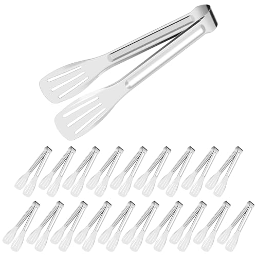 MABAHON 20 Pcs Pinces Cuisine,7 Pouces Pinces de Service Pince à Salade Inox pour Cuisine Cuisson BBQ Friture Buffet Salade Grillades