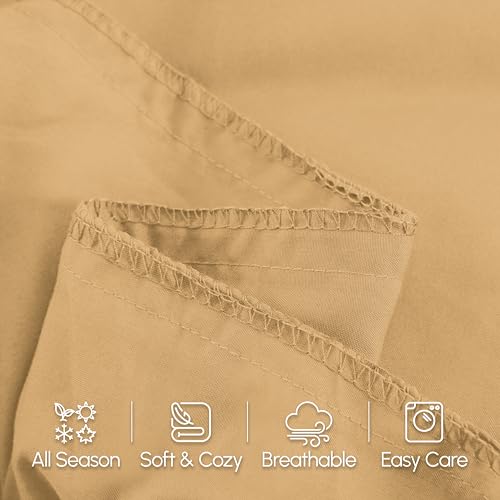Image of Elegant Comfort Luxury Ultra-Soft 1-Piece Body Pillowcase - 1500 Premium Hotel Quality Microfiber Double Brushed - Wrinkle Resistant, Body Pillowcase Size, Camel-Gold