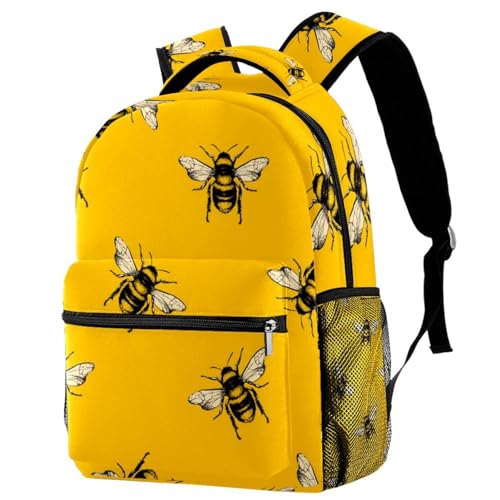 Sac à dos d'école abeille jaune miel avec grand volume de 20x40cm