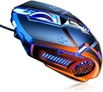 CHONCHOW Souris à clic silencieux, Mouse à jeu filaire, 6 Bouton,4 DPI Jusqu'à 3200 DPI, RGB Lumières, Compatibilité pour PC/Laptop/Mac, Souris filaire utilisé pour les jeux et le bureau (Noir(Clic silencieux))