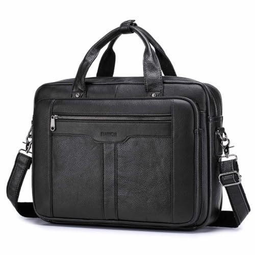 SPAHER Sacoche Ordinateur Homme 15,6 Pouces Cartable Cuir Malette Travail
