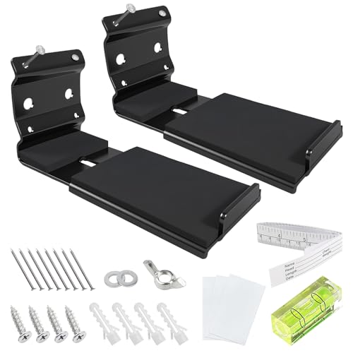 TEBPKBALL No Stud Soundbar Wall Mount Depth Adjustable 3.74"-5.71" Hold Up to 35lbs with Anti-Slip EVA Pads Easy Install Compatible All Brands