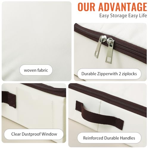 iwill CREATE PRO 75 * 38 * 10 cm, Starre Aufbewahrungsbehälter für Kleidungsstücke unter dem Bett, zusammenklappbar und waschbar, weicher Reißverschlussdeckel, Beige