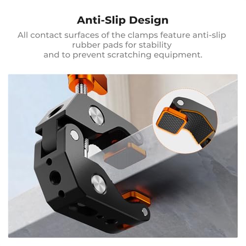 Image of K&F CONCEPT Camera Mount Clamp, Super Crab Clamp Rotatable Clamping Block | 1 /4 inch and 3 /8 inch Thread Holes for Round Pipe Flat Surface, Camera Mounts, and Other Photographic Accessories, MS65