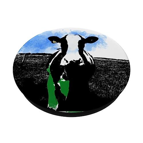 Holstein cow, black and white cow with colour splash PopSockets Swappable PopGrip - Image 2