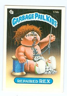 Amazon.com: Garbage Pail Kids sticker trading card 1986 Topps #174b  Repaired Rex : Toys & Games
