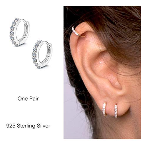 925 Sterling Silver Hoop Earrings Cubic Zirconia Cartilage Earring for Women Small Huggie Piercing Earings Tiny Ear2