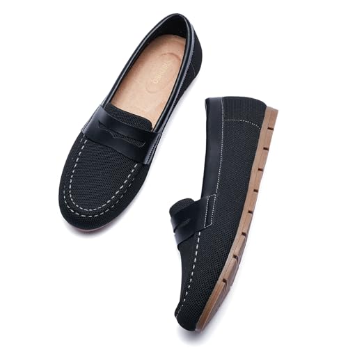 Image of Cvistpieo Loafers for Women Comfortable Dressy Casual Work Flats Lightweight & Breathable Slip On Walking Shoes Knit