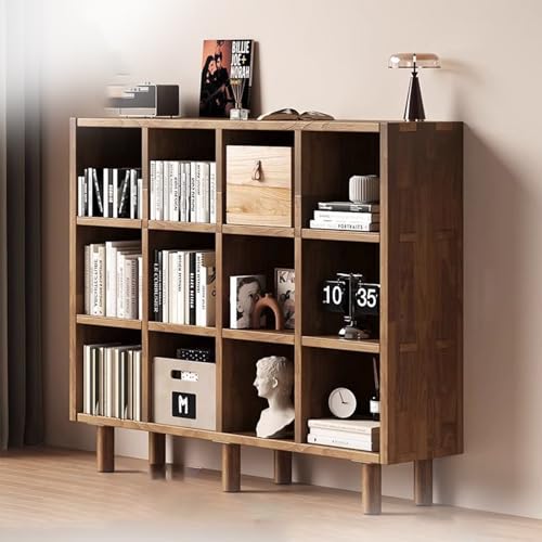 Wujgbnhg 本棚 書棚 ブックスタンド ド 本立て 大容量 絵本ラック オープンラック スリム 幅約120×奥行約30×高さ約100p ウッド ナチュラル 炎焼けの色 組み立て 棚 カウンター下収納 オシャレ棚 棚板可動 折りたたみ 木製 低い 飾り