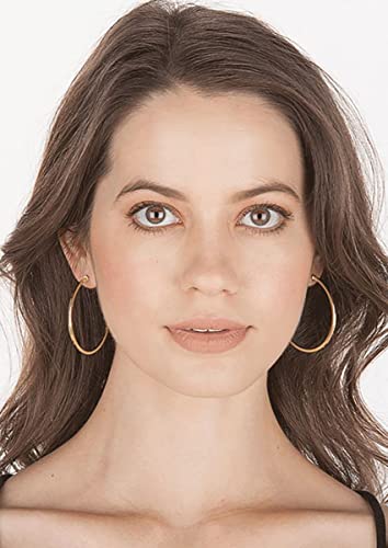 Vikeney Sterling Silver Hoop Earrings Large Gold Hoop Earrings For Women 14K Real Gold Plated Hypoallergenic Rounded Thin Hoop Earrings Big Gold Hoop Earrings For Women Girls Jewelry Gifts 50Mm #TOP7