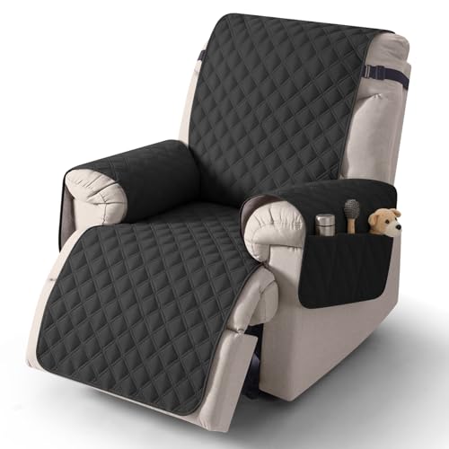 Image of TAOCOCO Recliner Slipcovers,1 Seater Recliner Protector,Waterproof Recliner Covers,Armchair Covers with Pockets,Non Slip Reclining Sofa Covers Arm Chair Covers for Pets /Dogs /Kids(Black)