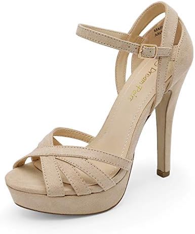 Nude Suede Ankle Strap Open Toe 