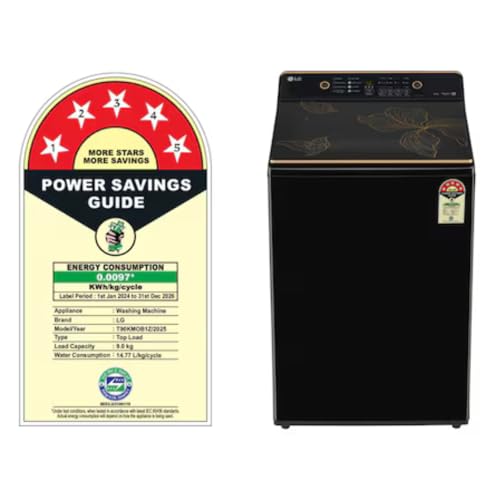 Image of LG 8 Kg 5 Star Fully Automatic Top Load Washing Machine (T80KMOB1Z), ProShield Motor, Hard Water Wash, Turbo Spin, Eco Wash, Onyx Black