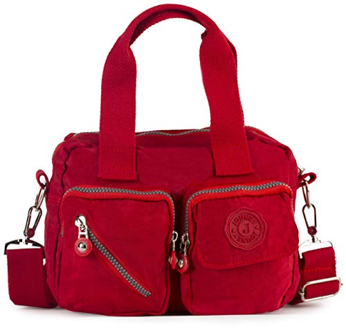 Big Handbag Shop - Bolso cruzados de tela para mujer Talla única, color Rojo, talla Talla única