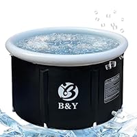 B&Y Faltbare Erwachsene Badewanne 89x55cm Eisbaden Tonne Aufblasbare Eisbad für Athleten und Sportler, 342L Freistehende Ice Tub Eisfass für Kaltwassertherapie