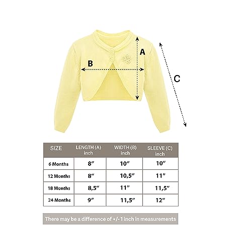 Lilax Baby Girls' Long Sleeve Cardigan Shrug, Button Closure Bolero (12 Months, Yellow) #TOP5