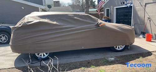 Image of Tecoom Thick Shell Waterproof All Weather SUV Car Cover, Super Breathable Windproof Snow Sun Rain UV Protection, Universal Fit for SUV (206 inch-215 inch)