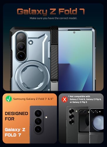 Image of SUPCASE for Samsung Galaxy Z Fold 7 Case with Kickstand, Tilt | Compatible with MagSafe, Tempered Glass Screen Protector, Military-Grade Protection, Hinge Coverage, Unicorn Beetle Grip