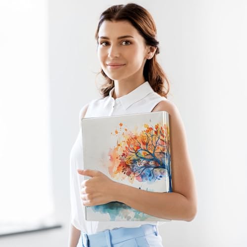 Image of Watercolor Tree Life 3 Ring Binder with 2 Interior Pockets 1.5 inch Binders 3 Ring Heavy Duty Fit 8.5 inch x 11 inch Letter Size for Office School, 2 Pack