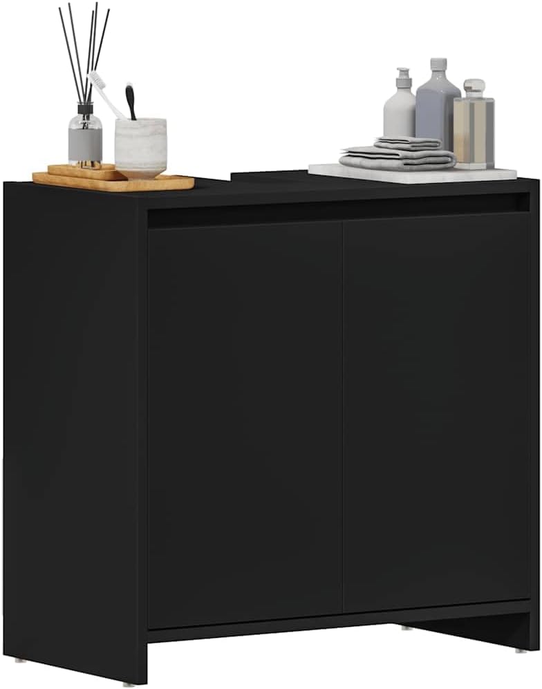 Bathroom Cabinet Black Engineered Wood 23.6 x 13 x 24 in Wall-Mounted Minimalist Vanity Set Storage Solution for Bathroom Furniture Sets and Vanity Combo