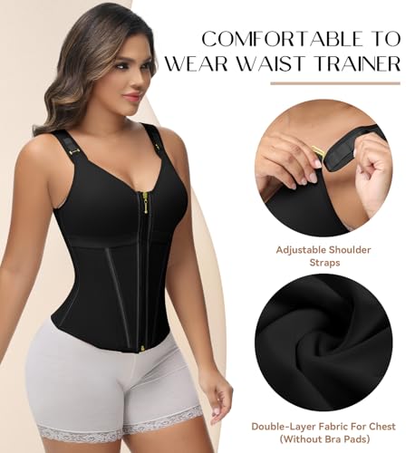 SHAPSHE Waist Trainer Corset for Women Tummy Control Sport Workout Body Shaper Vest for Women Postpartum Gym Zipper and Hooks3
