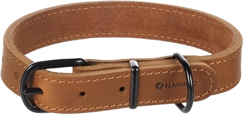 Flamingo Dog Collar Montana Cognac M/L 38,5-48,5cm 25mm, Brown