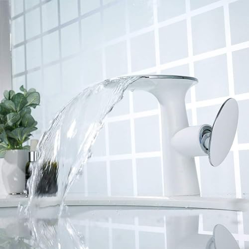 Robinet lavabo cascade en laiton massif avec commande monocommande