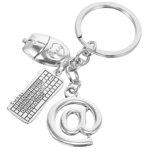 FOMIYES Llavero de Metálica con Colgante Teclado y Ratón Pequeño y Portátil para Ordenador para Programadores y Decoración de Mochilas y Bolsos