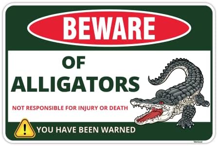 Venicor Beware Alligator Sign - 8 x 12 Inches - Aluminum - Alligator Warning Room Decor Gator Decoration Stickers Poster Stuff image 4