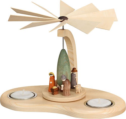 Theo Lorenz 1 Rang Pyramide de Noël Miniatures Nativité avec des Bougies de thé - 17cm / 6.7inch