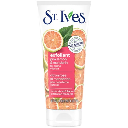 St. Ives Exfoliant Face Scrub – Skin-Brightening Pink Lemon & Mandarin for Glowing Skin, 6 Oz Ea